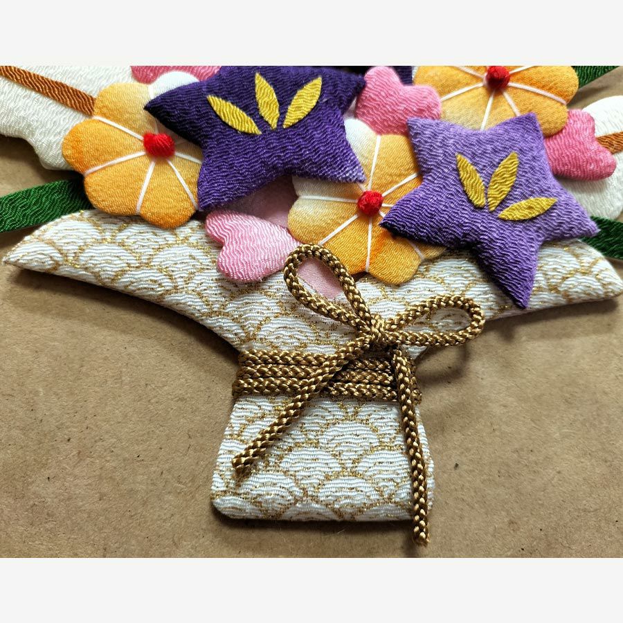 押絵キット 健康長寿 祝いの花籠 和風クラフトキット ちりめん押し絵簡単 敬老の日プレゼント