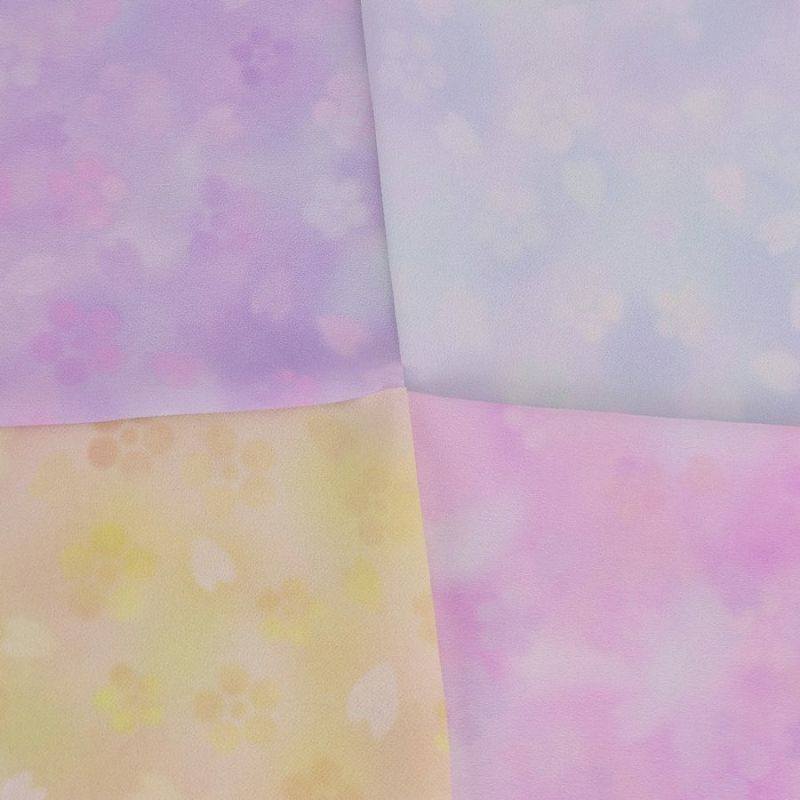 一越ちりめん生地 春花かげろう4色セット 約34×25cm つまみ細工向き布地ぼかし柄 薄手つまみやすいひとこしちりめん