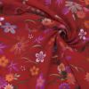 一越ちりめん生地 稲妻かのこに花と蝶(赤) 10cm単位 切り売り 古布再現柄縮緬チリメン ひとこしちりめん 可愛い伝統柄 古布調