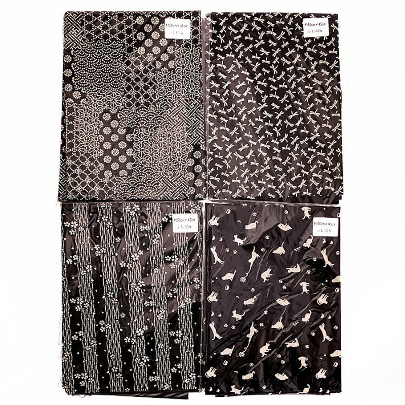 印伝調生地 お買得４点セット 各50×45cm (C) いんでん風スエード調生地 和雑貨作り レーヨン印伝風生地 和柄