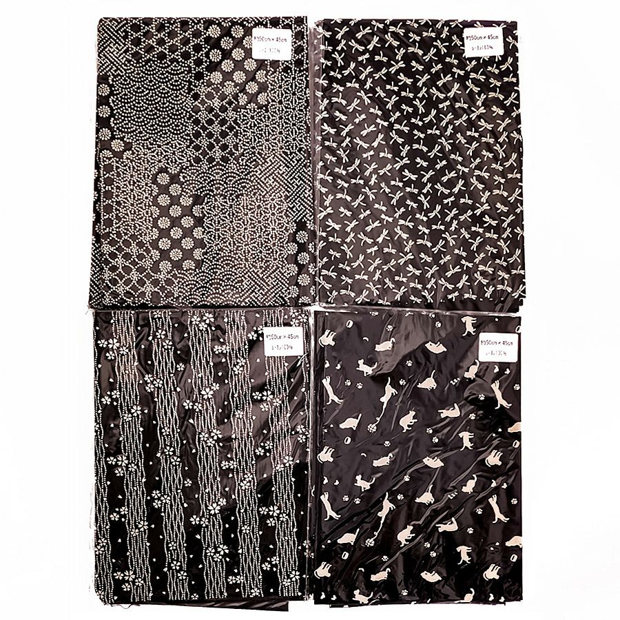 印伝調生地 お買得４点セット 各50×45cm (C) いんでん風スエード調生地 和雑貨作り レーヨン印伝風生地 和柄