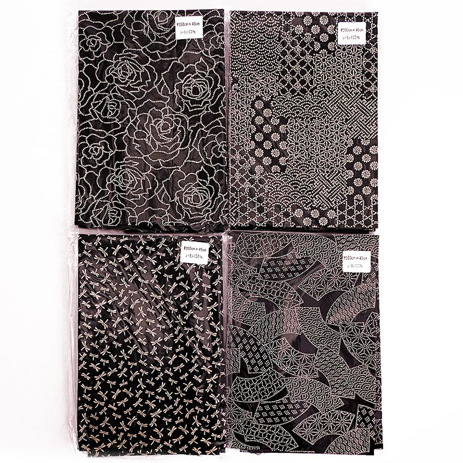 印伝調生地 お買得４点セット 各50×45cm (B) いんでん風スエード調生地 和雑貨作り レーヨン印伝風生地 和柄