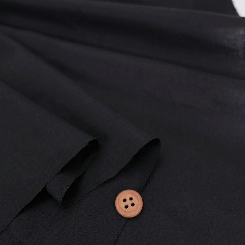 綿麻シーチング生地 (黒) コットンリネンラミーシーチング生地国産 ブラックハーフリネン