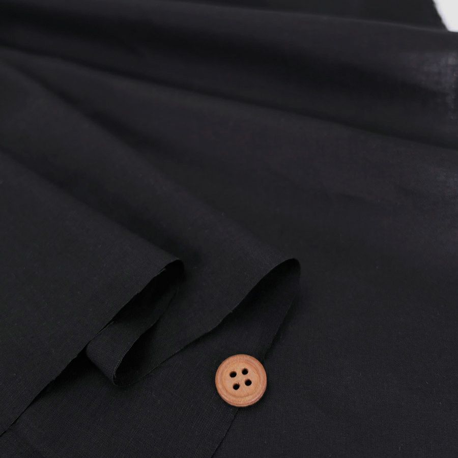 綿麻シーチング生地 (黒) コットンリネンラミーシーチング生地国産 ブラックハーフリネン