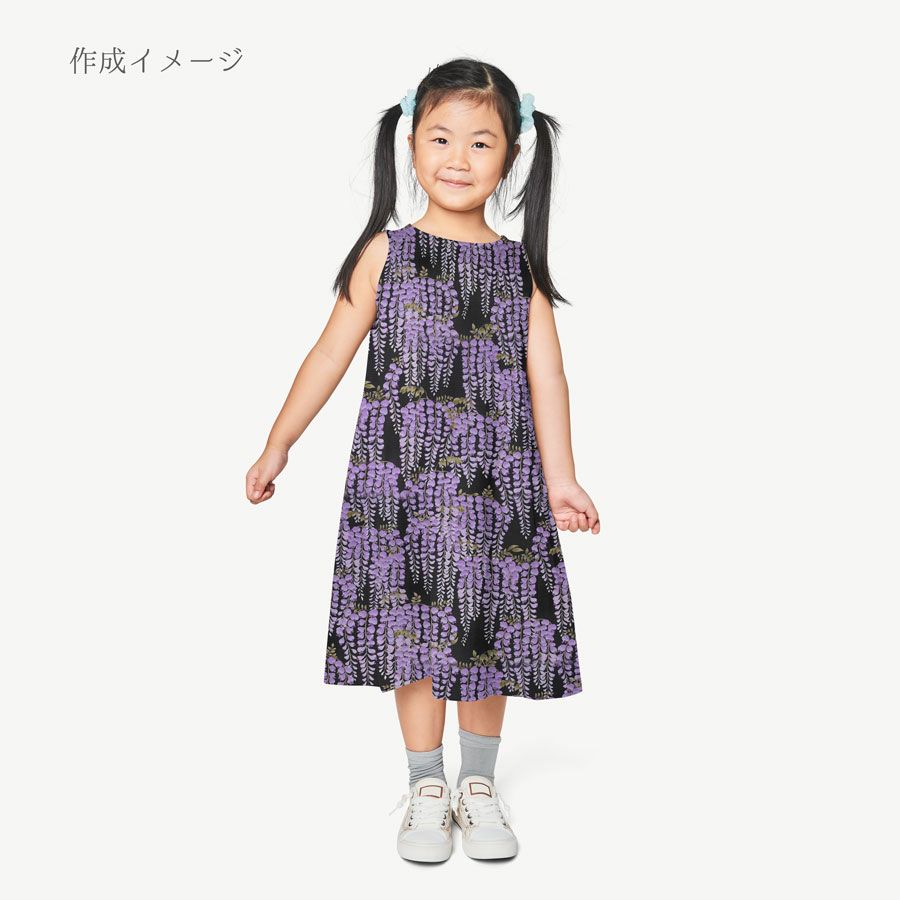 和柄コットン生地 藤の花(黒) 10cm単位 切り売り 黒地藤の花文様 和風花柄木綿 コットンこばやし 女性浴衣生地