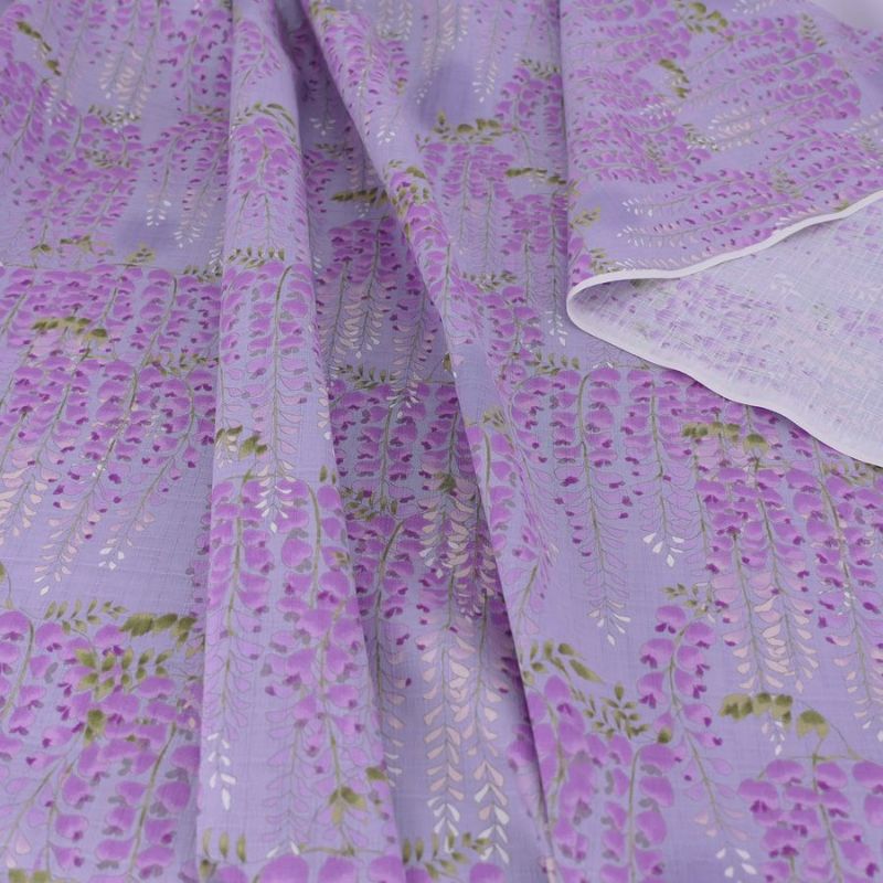 和柄コットン生地 藤の花(薄紫) 10cm単位 切り売り 和風花柄生地パープル インテリア 和調布地コットンこばやし