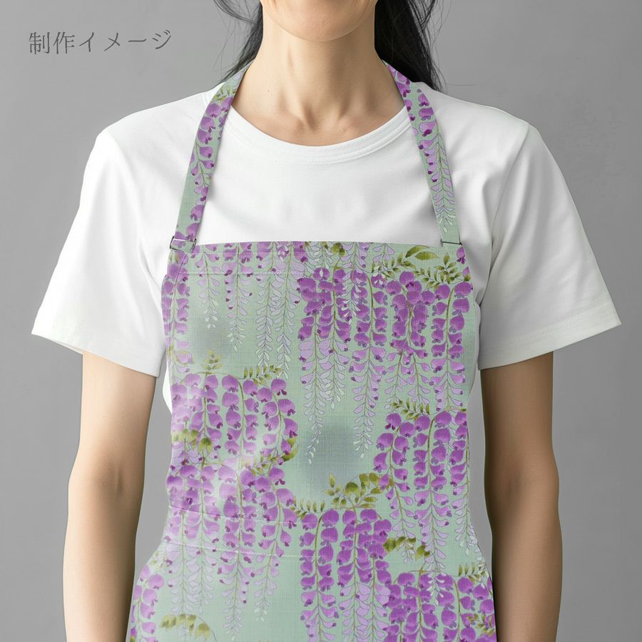 和柄コットン生地 藤の花(ミントグリーン) 10cm単位 切り売り 和モダン花柄布地 コットンこばやし藤の花文様 浴衣甚平生地女性