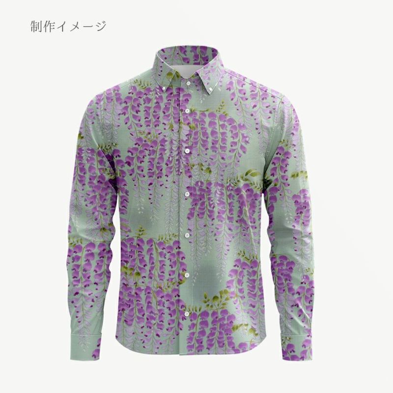 和柄コットン生地 藤の花(ミントグリーン) 10cm単位 切り売り 和モダン花柄布地 コットンこばやし藤の花文様 浴衣甚平生地女性