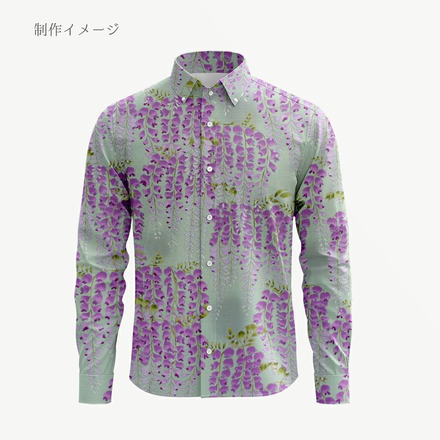 和柄コットン生地 藤の花(ミントグリーン) 10cm単位 切り売り 和モダン花柄布地 コットンこばやし藤の花文様 浴衣甚平生地女性