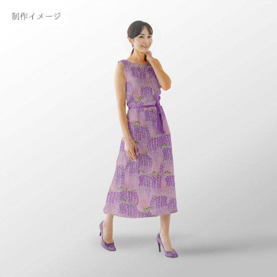 和柄コットン生地 藤の花(ピンク) 10cm単位 切り売り 和風花柄コットンこばやし生地 藤柄 女性浴衣生地 和調下り藤柄