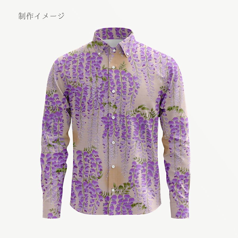 和柄コットン生地 藤の花(アイボリーベージュ) 10cm単位 切り売り 藤の花文様サザンクロス コットンこばやし和風花柄 大きな花柄