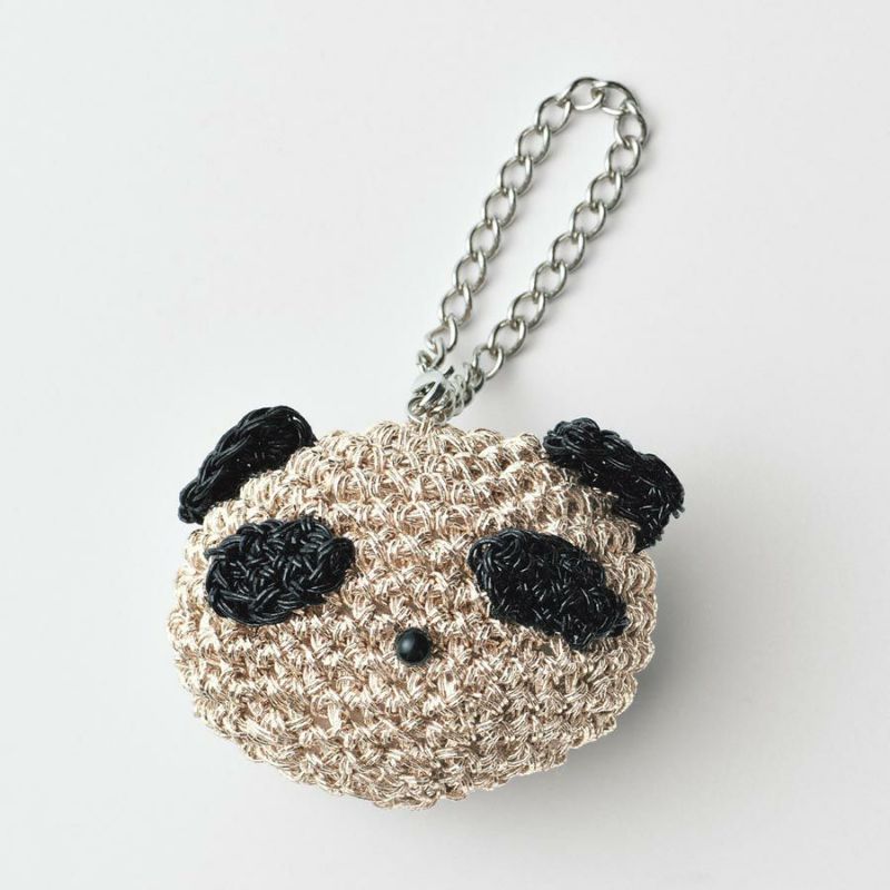 キット・メタリックコードで編むパンダチャーム(ピンクゴールド) きらりと輝く大人かわいい編み物キット メタリックフリーコード