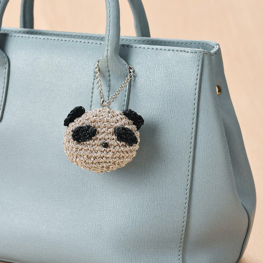 キット・メタリックコードで編むパンダチャーム(ピンクゴールド) きらりと輝く大人かわいい編み物キット メタリックフリーコード