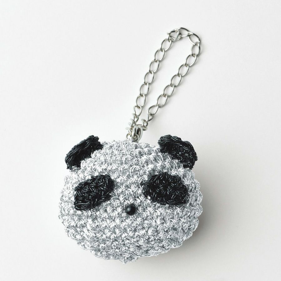 キット・メタリックコードで編むパンダチャーム(シルバー) メタリックフリーコードで作るハンドメイドチャームキット