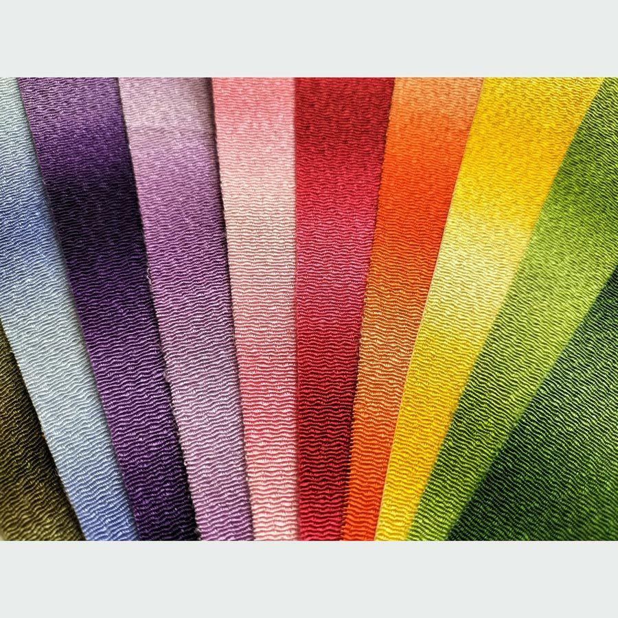 ぼかし染めちりめんシール・10色セット 縮緬の布シール ボカシ染めちりめん生地 簡単クラフト材料和風