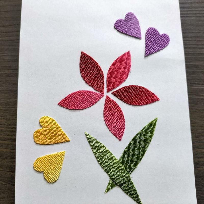 ぼかし染めちりめんシール・10色セット 縮緬の布シール ボカシ染めちりめん生地 簡単クラフト材料和風