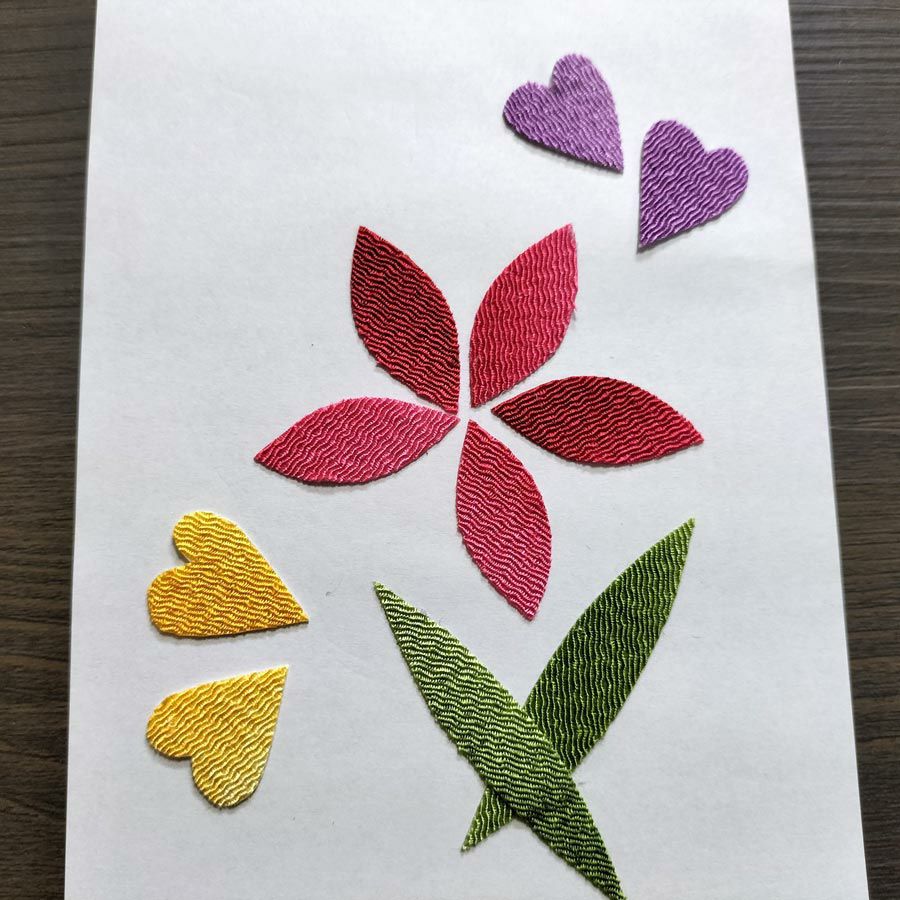 ぼかし染めちりめんシール・10色セット 縮緬の布シール ボカシ染めちりめん生地 簡単クラフト材料和風