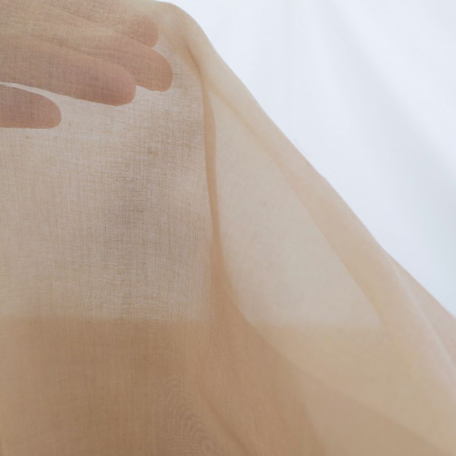 コットンオーガンジー生地・無地(薄茶) 10cm単位 切り売り 木綿コットンオーガンディー布地 透ける生地 ベージュ 夏服地