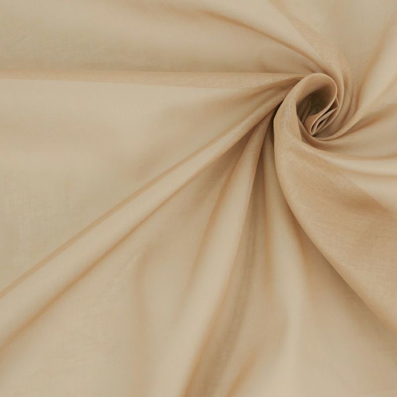 コットンオーガンジー生地・無地(薄茶) 10cm単位 切り売り 木綿コットンオーガンディー布地 透ける生地 ベージュ 夏服地