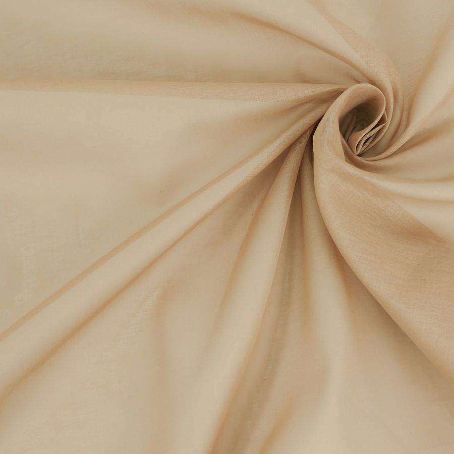 コットンオーガンジー生地・無地(薄茶) 10cm単位 切り売り 木綿コットンオーガンディー布地 透ける生地 ベージュ 夏服地