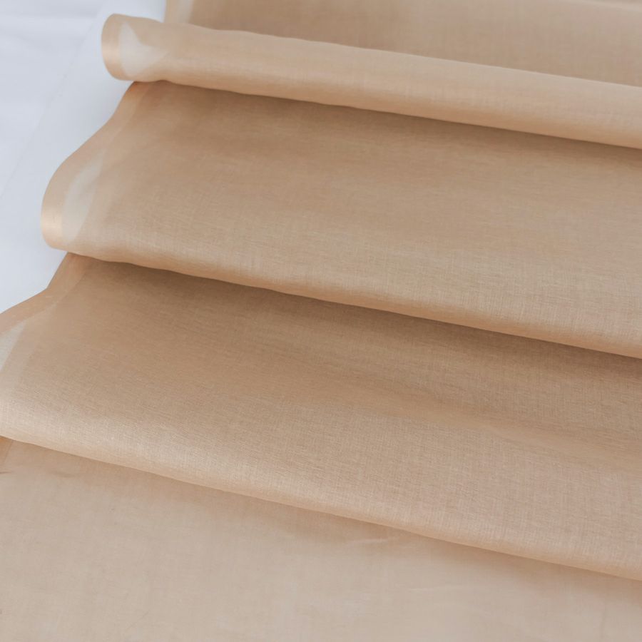 コットンオーガンジー生地・無地(薄茶) 10cm単位 切り売り 木綿コットンオーガンディー布地 透ける生地 ベージュ 夏服地