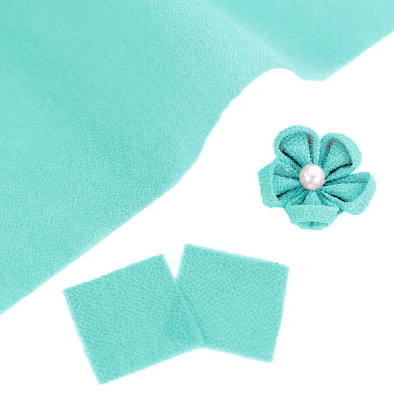 つまみ細工用カット済み生地・一越ちりめん(水縹/みはなだ) 3cm角 20枚/100枚 裁断済みひとこしちりめん カット済縮緬布地 30ミリ 水色ブルー