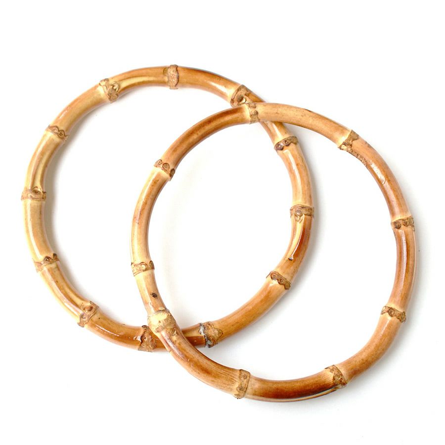 バッグ用持ち手・竹/バンブー（丸型・13cm） バンブーバッグハンドル 天然竹製 カバン持手 ハンドメイド鞄