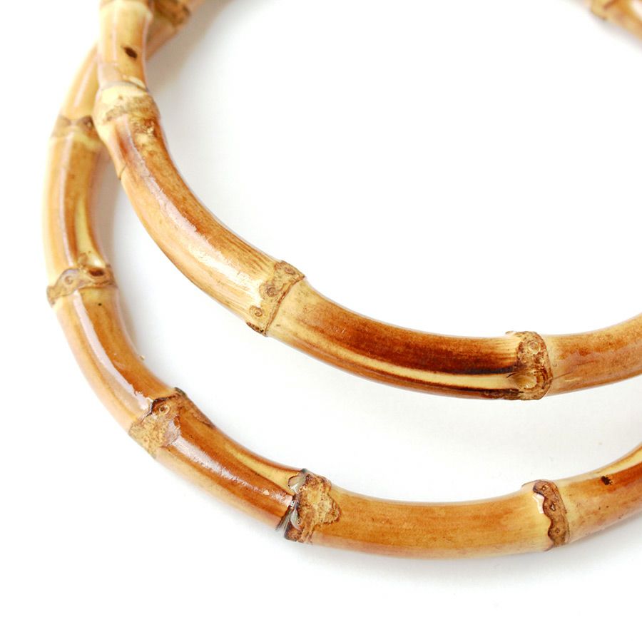 バッグ用持ち手・竹/バンブー（丸型・13cm） バンブーバッグハンドル 天然竹製 カバン持手 ハンドメイド鞄