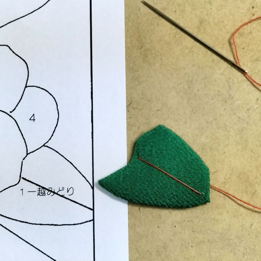 ちりめん手芸キット もてなしの花 12月 ワビスケ(侘助) 縮緬押し絵キット ちりめん布絵キット 椿の花 ツバキクラフト