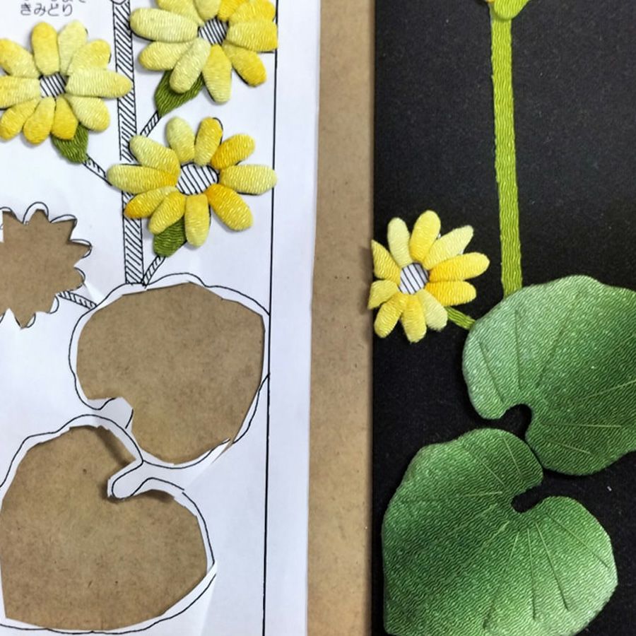 ちりめん手芸キット もてなしの花 11月 ツワブキ(石蕗) ちりめん押絵キット 布絵クラフト 押し絵材料 花のタペストリー