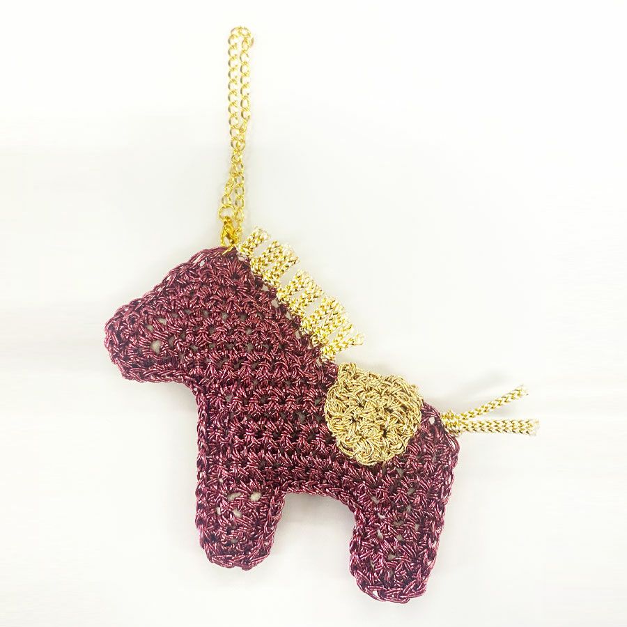 ハンドメイドキット ホースチャーム(ルージュ) 2026午のミニキット 編み物キラキラ毛糸の馬 午年ハンドメイド