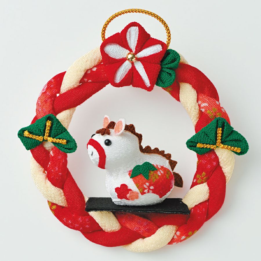 2026干支キット つまみ細工で作る輪っかのうま 2026年午年干支ハンドメイドキット お正月リースに可愛い馬