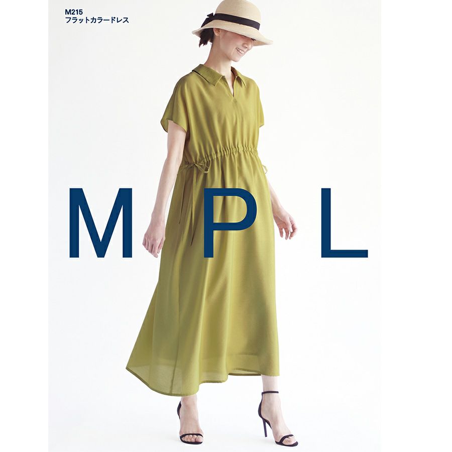 実物大型紙・フラットカラードレス Mパターン研究所 簡単半袖ワンピース型紙 ハイウエスト切替