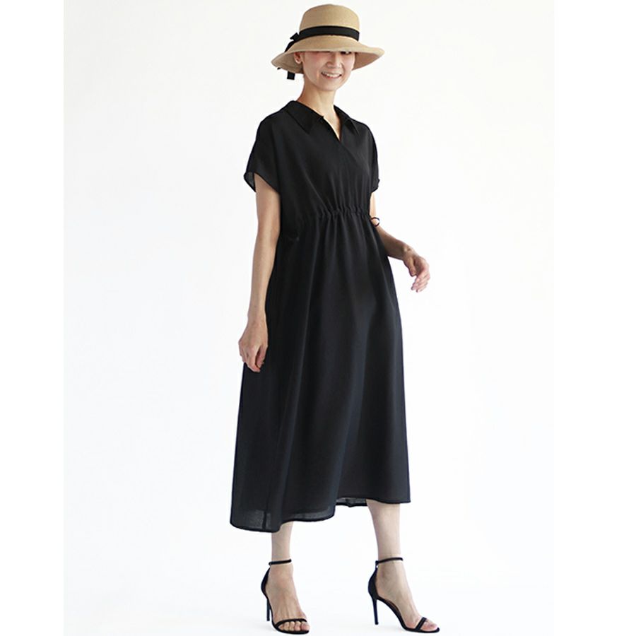 実物大型紙・フラットカラードレス Mパターン研究所 簡単半袖ワンピース型紙 ハイウエスト切替