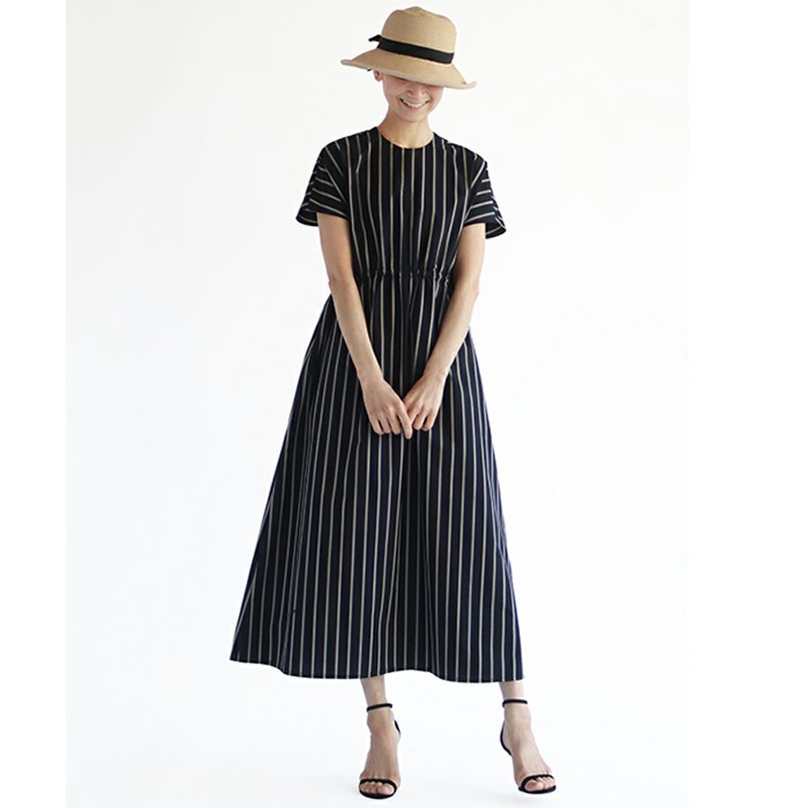 実物大型紙・フラットカラードレス Mパターン研究所 簡単半袖ワンピース型紙 ハイウエスト切替