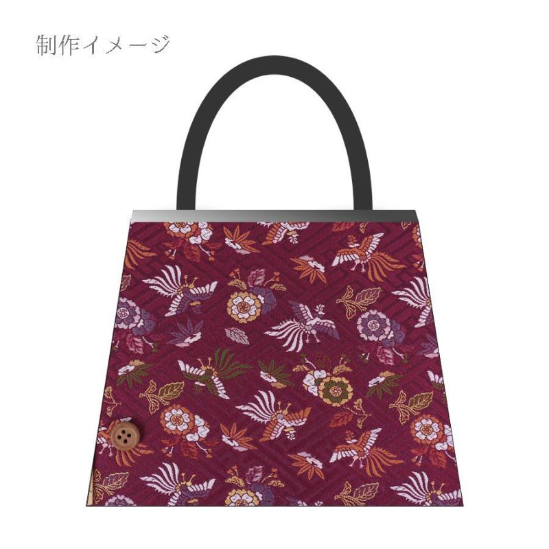 金襴生地(金らん) さやがた地に鳳凰と花(えんじ) 10cm単位 切り売り 鳳凰柄織物 西陣織きんらん 吉祥文様和柄布赤系色 伝統柄さや型