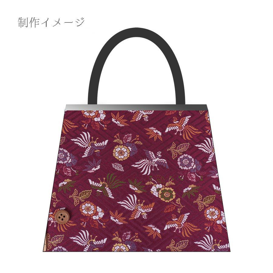 金襴生地(金らん) さやがた地に鳳凰と花(えんじ) 10cm単位 切り売り 鳳凰柄織物 西陣織きんらん 吉祥文様和柄布赤系色 伝統柄さや型