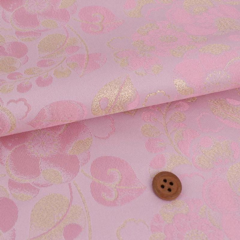 金襴生地(金らん) 辻が花風文様(ピンク) 10cm単位 切り売り 西陣織きんらん織物 花柄かわいい 和小物用生地 和柄 モダン和風