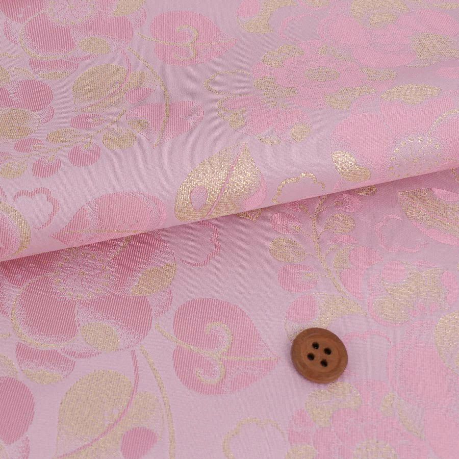 金襴生地(金らん) 辻が花風文様(ピンク) 10cm単位 切り売り 西陣織きんらん織物 花柄かわいい 和小物用生地 和柄 モダン和風