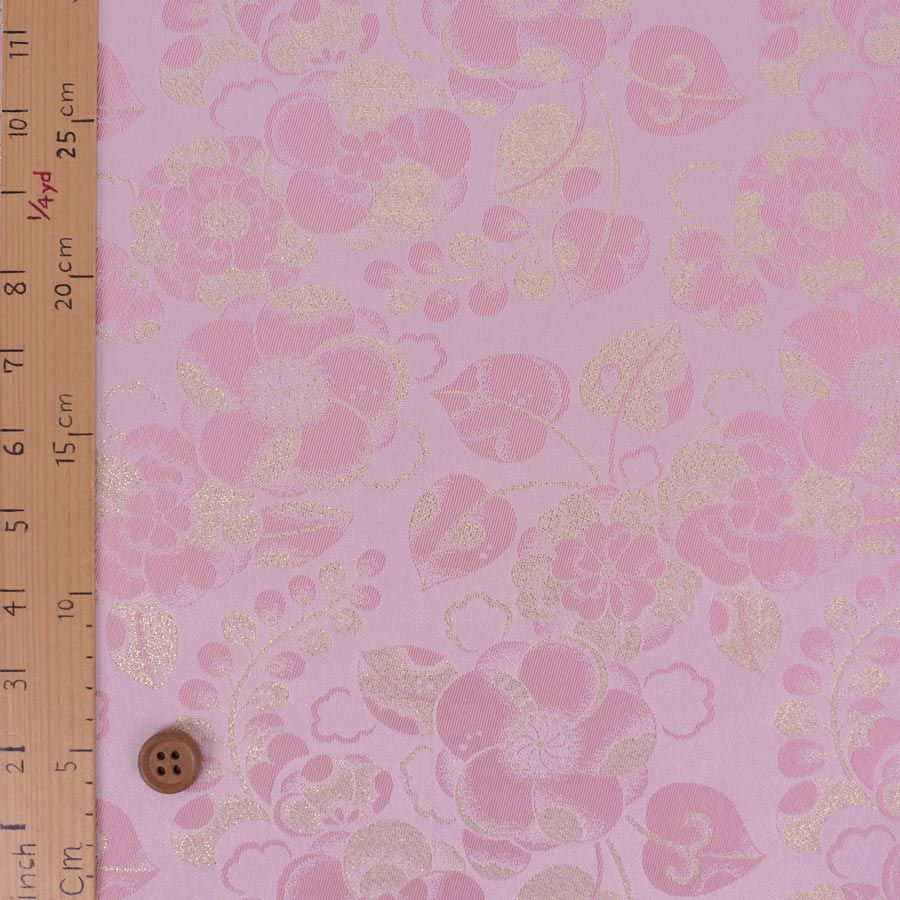 金襴生地(金らん) 辻が花風文様(ピンク) 10cm単位 切り売り 西陣織きんらん織物 花柄かわいい 和小物用生地 和柄 モダン和風