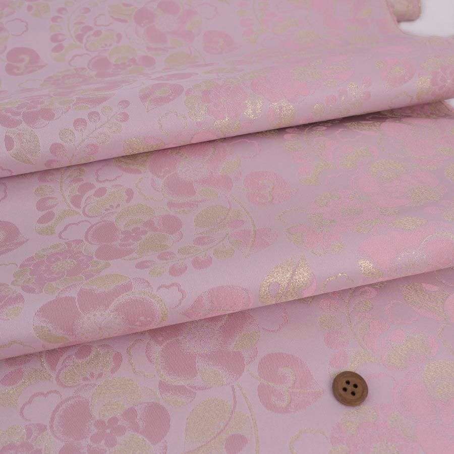 金襴生地(金らん) 辻が花風文様(ピンク) 10cm単位 切り売り 西陣織きんらん織物 花柄かわいい 和小物用生地 和柄 モダン和風