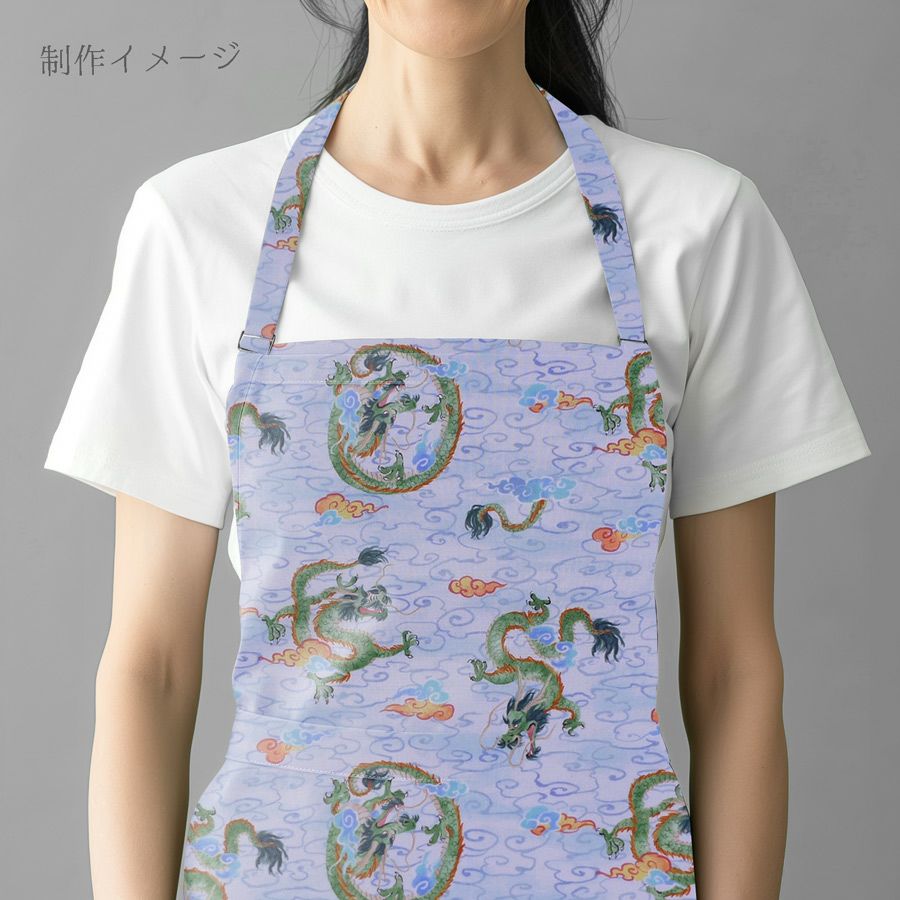 和柄コットン生地 雲海の龍(淡い水色)