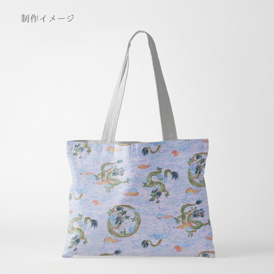 和柄コットン生地 雲海の龍(淡い水色)
