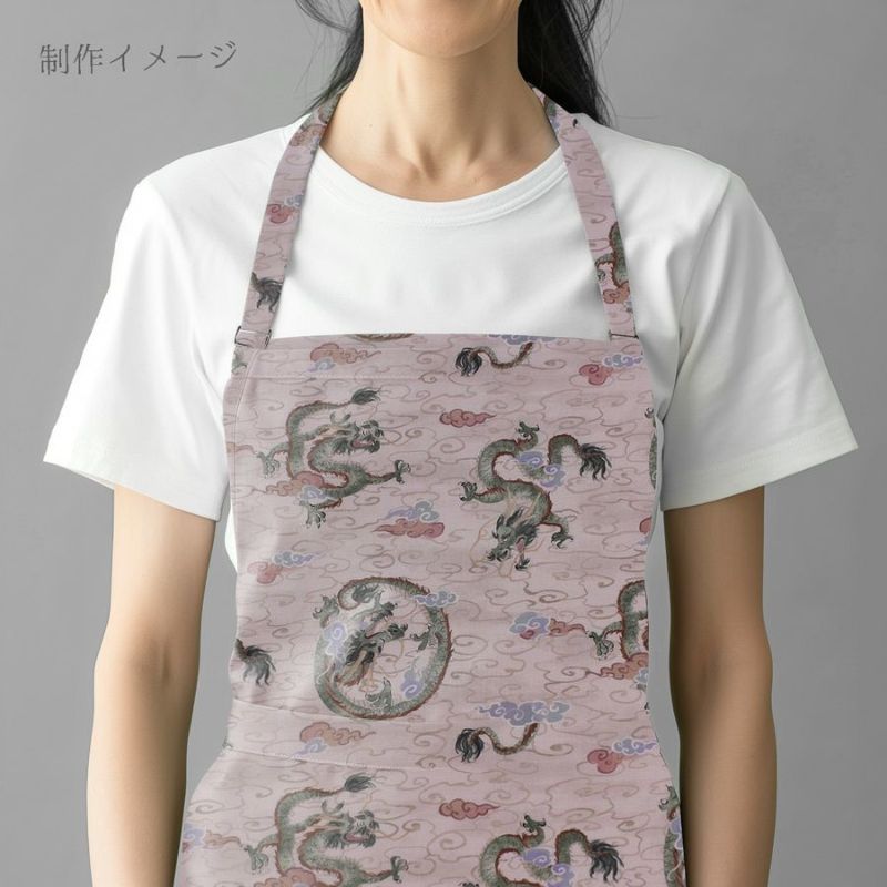 和柄コットン生地 雲海の龍(アイボリーベージュ)