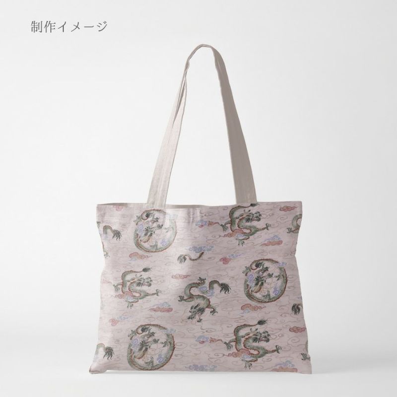 和柄コットン生地 雲海の龍(アイボリーベージュ)