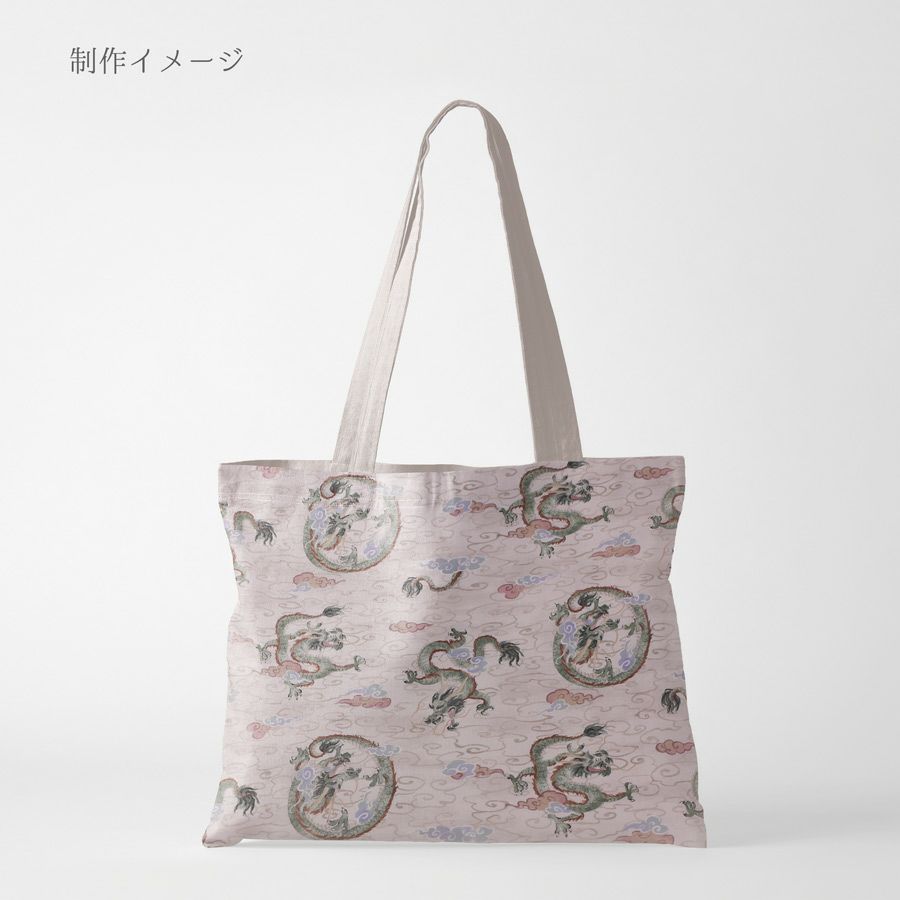 和柄コットン生地 雲海の龍(アイボリーベージュ)