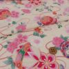 ポリちりめん生地 雅手まり花尽くし(アイボリー/桃) 10cm単位 切り売り