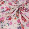 ポリちりめん生地 雅手まり花尽くし(アイボリー/桃) 10cm単位 切り売り