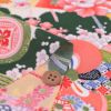 一越ちりめん生地 花孔雀(深緑) 10cm単位 切り売り