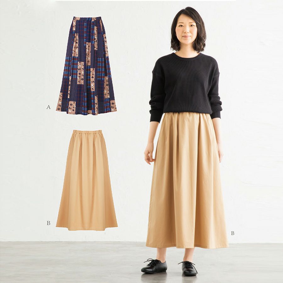 実物大型紙・タックギャザーロングスカート